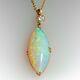 2ct Marquise Coupe Feu Naturel Opal Mariage Pendent 14k Jaune Or Plaqué Argent