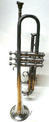 Ancien H. N. White King Liberty Trompette Professionnelle Plaqué Argent 1920 États-unis