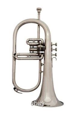Brand New Bb Argent Plat Nickel Flugel Horn Avec Hard Free Cas+mouthpiece