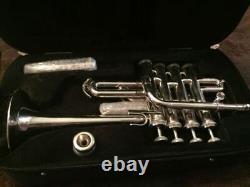 Dernier Piccolo Trumpet Bb/a Corne Argent Plaqué Nouveau 4ème Monel Valves Avec Boîtier