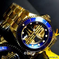 Invicta Pro Diver Ghost Bridge Mechanical Gold Plaqué Skeleton Blue Watch Nouveau