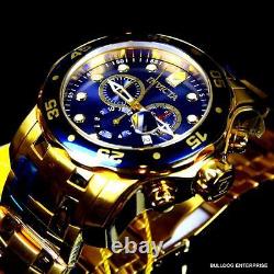 Invicta Pro Diver Scuba 18kt Gold Plated Steel Chronograph Blue 48mm Montre Nouvelle