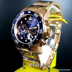 Invicta Pro Diver Scuba Rose Gold Plated Edition Limitée 48mm Bleu Montre Nouveau