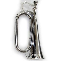 New Professional Army Bb Bugle Silver Plated Tune Capable / Militaire Bb Bugle Argent