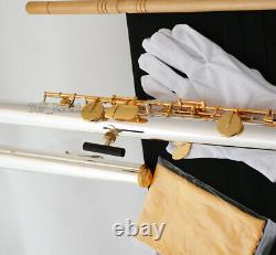 Nouveau Professionnel Flûte Basse C Clé Argent Plaqué Or Italien Pad Avec Le Cas
