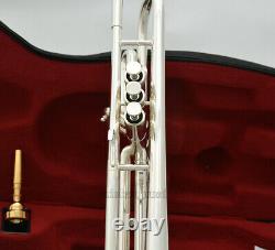 Prof Silver Plated Trompette Corne Monel Piston 127mm Bell Deux Embouts