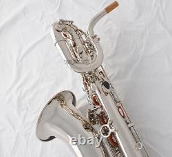 Prof. Taishan Silver Nickel Plaqué Eb Baryton Saxophone Avec Boîtier À 2 Cous