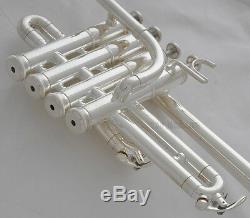 Professional New Silver Trompette Piccolo 4 Piston Corne Bb / A 2 Embouchure Branche D'embouchure