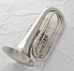 Professionnel Marching Baryton Argent Nickel Plaqué Bb Tuba Horn With Case