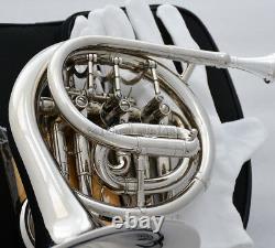 Qualité Nickel Argent Plaqué Mini Français Horn Bb Keys Gravure Bell Avec Boîtier