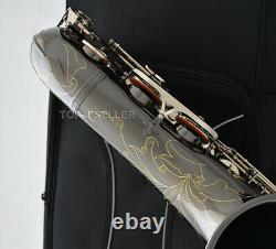 Sax Professionnel Noir Argent Nickel Tenor Saxophone Haute F# Avec Boîtier