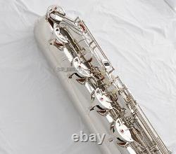 Saxophone Professionnel Eb Baritone Argent Nickel Sax 2 Colliers Allemagne