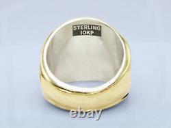 Silver 925 W 10k Plated, Feuiller Ring, Ring Professionnel, Us Taille 10.5