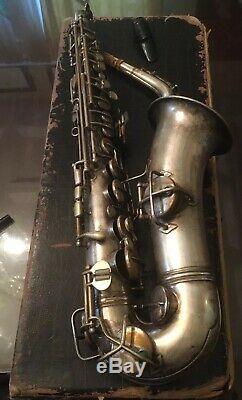 Ww1 Usn Marine 1918 Cg Conn Argent New Wonder Sax Alto Saxophone Broadus S4